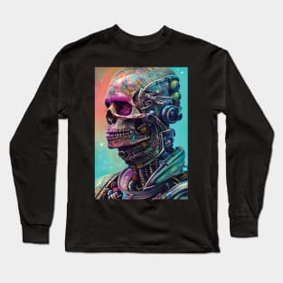 Skeleton Astronaut | Space Skull | Dystopian Art | Skull Astronaut Artwork | Fantasy Astronaut Skull Long Sleeve T-Shirt